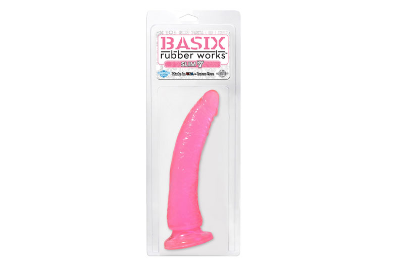 Dildo Basix Rubber Works Slim 21cm Rosa